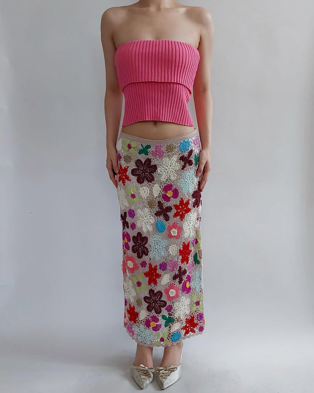Pink knit tube top from Zara